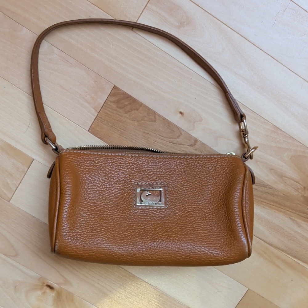 Dooney & Bourke Mini Barrel Purse/Wristlet, Brown Pebbled Leather